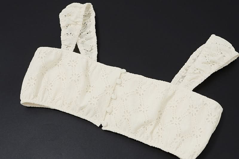 Effortlessly Chic Eyelet Two-Piece Set: Square Neck Crop Top & Maxi Skirt - Resort & Vacation Ready