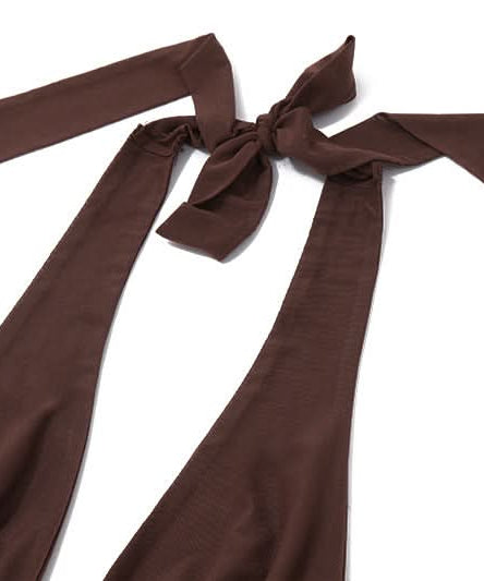 Chic Chocolate Brown Halter Top & Ruched Maxi Skirt Set | Effortless Fall & Resort Style