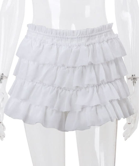 Dainty Coquette Ruffle Knit Set: Chic Long Sleeve Crop Top & Tiered Mini Skirt