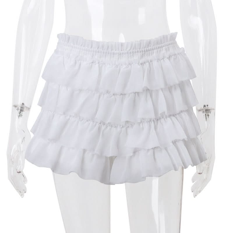 Dainty Coquette Ruffle Knit Set: Chic Long Sleeve Crop Top & Tiered Mini Skirt