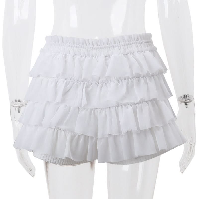 Dainty Coquette Ruffle Knit Set: Chic Long Sleeve Crop Top & Tiered Mini Skirt