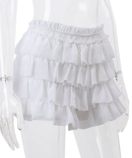 Dainty Coquette Ruffle Knit Set: Chic Long Sleeve Crop Top & Tiered Mini Skirt