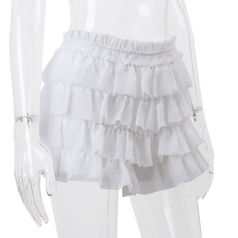 Dainty Coquette Ruffle Knit Set: Chic Long Sleeve Crop Top & Tiered Mini Skirt