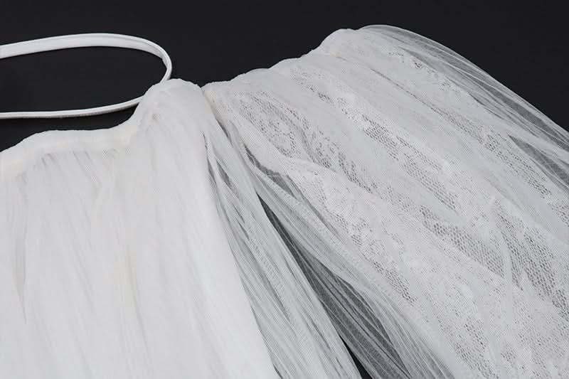 Dreamy Ethereal White Mesh Mini Dress | Halter Off-Shoulder Whimsy for Fall & Holiday Parties