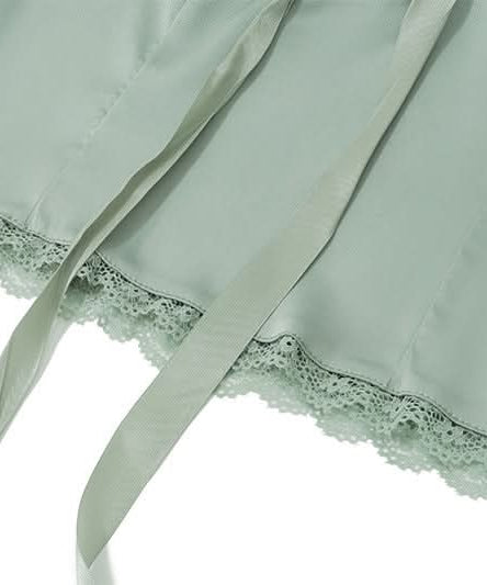 Romantic Sage Halter Top with Lace & Bow | Chic Fall Style for Women