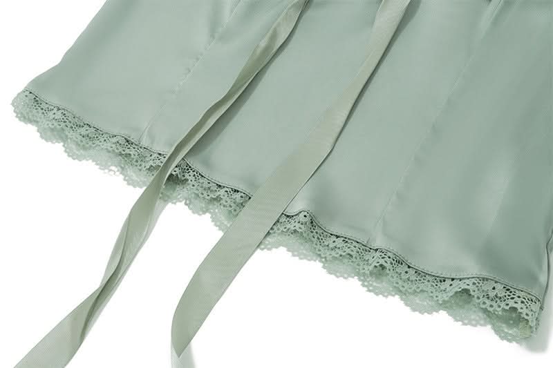 Romantic Sage Halter Top with Lace & Bow | Chic Fall Style for Women