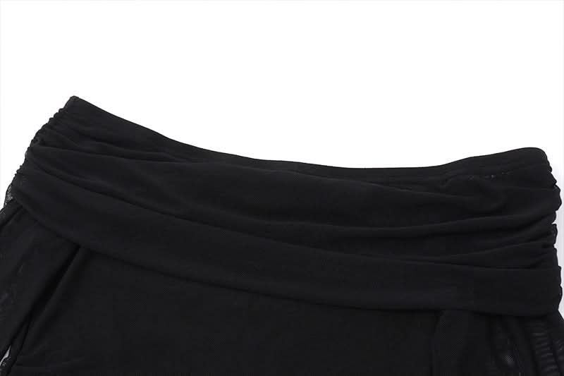 Sultry Black Off-Shoulder Mesh Maxi Dress with Chic Cutout - Your Ultimate Holiday Party & Evening Look