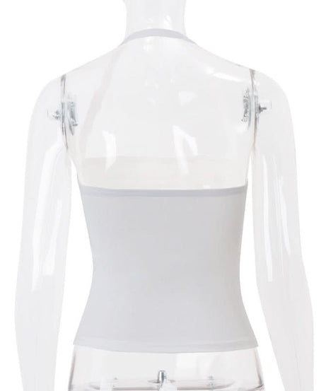 Sultry Noir Rose Halter Top: Edgy Cut-Out Design for Fall Nights & Halloween Parties