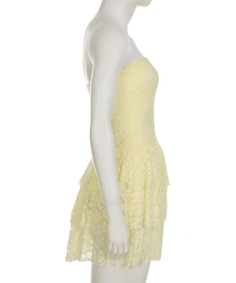 Sweet & Chic Butter Yellow Lace Tiered Mini Dress | Fall Festivities & Resort Ready