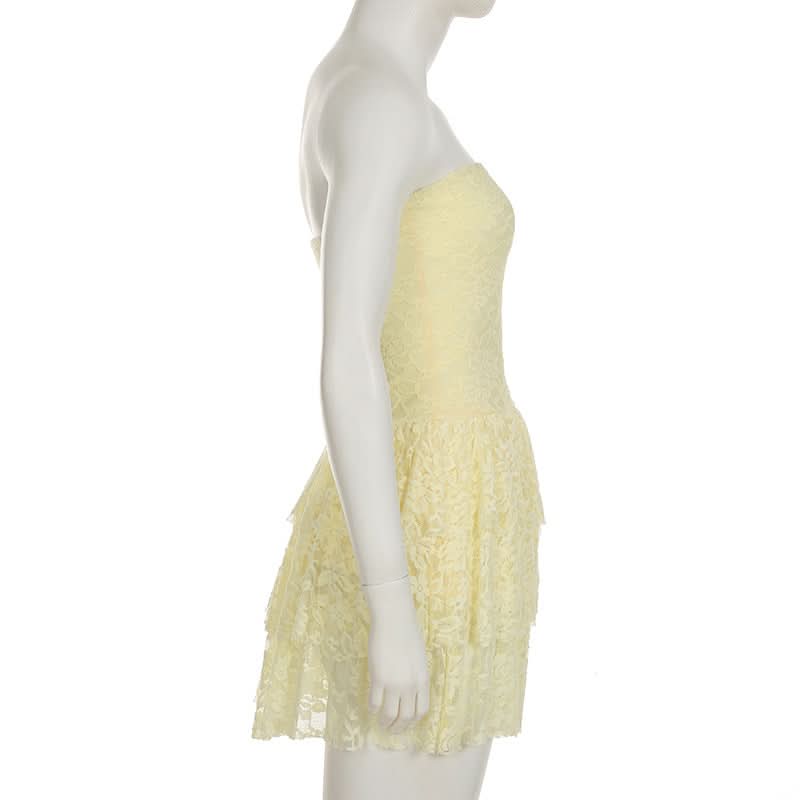 Sweet & Chic Butter Yellow Lace Tiered Mini Dress | Fall Festivities & Resort Ready