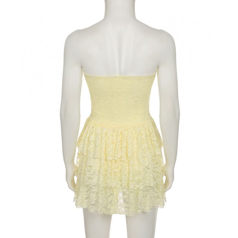 Sweet & Chic Butter Yellow Lace Tiered Mini Dress | Fall Festivities & Resort Ready