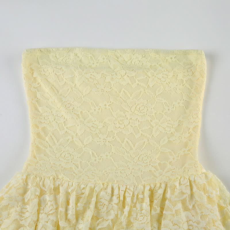Sweet & Chic Butter Yellow Lace Tiered Mini Dress | Fall Festivities & Resort Ready