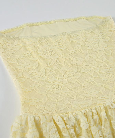 Sweet & Chic Butter Yellow Lace Tiered Mini Dress | Fall Festivities & Resort Ready