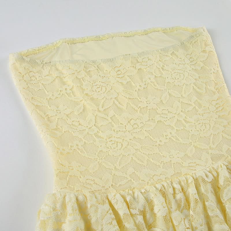 Sweet & Chic Butter Yellow Lace Tiered Mini Dress | Fall Festivities & Resort Ready