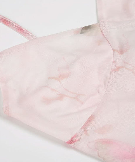 Romantic Blush Floral Mesh Illusion Maxi Dress - Elegant V-Neck Gown for Fall Events & Resort Getaways