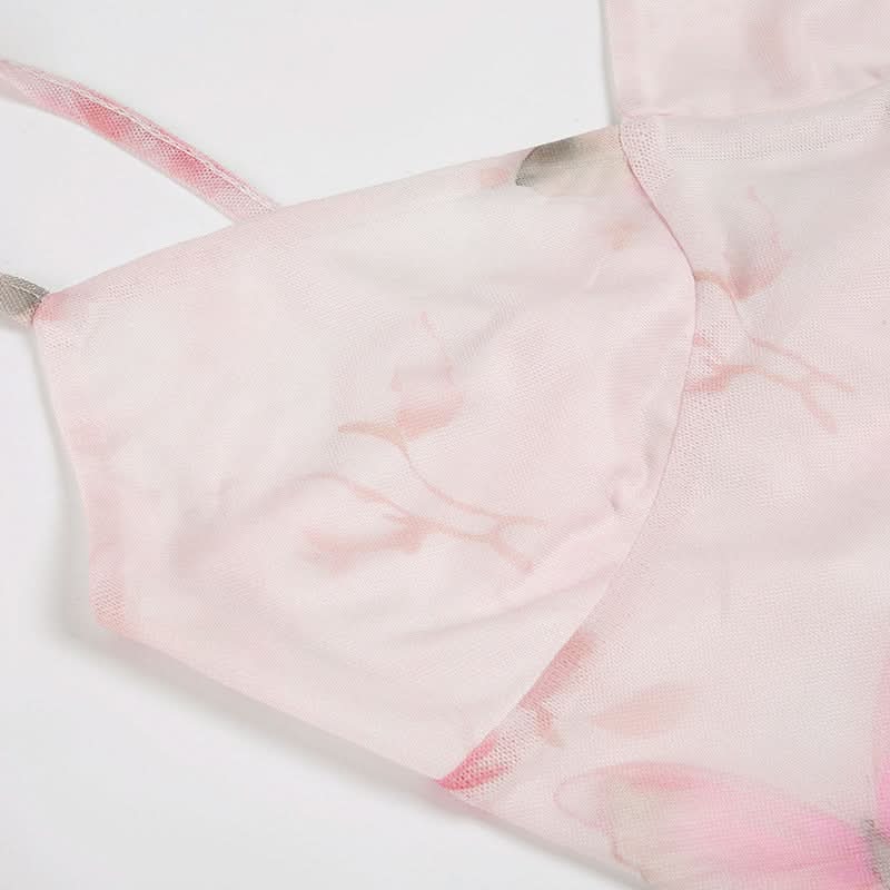 Romantic Blush Floral Mesh Illusion Maxi Dress - Elegant V-Neck Gown for Fall Events & Resort Getaways