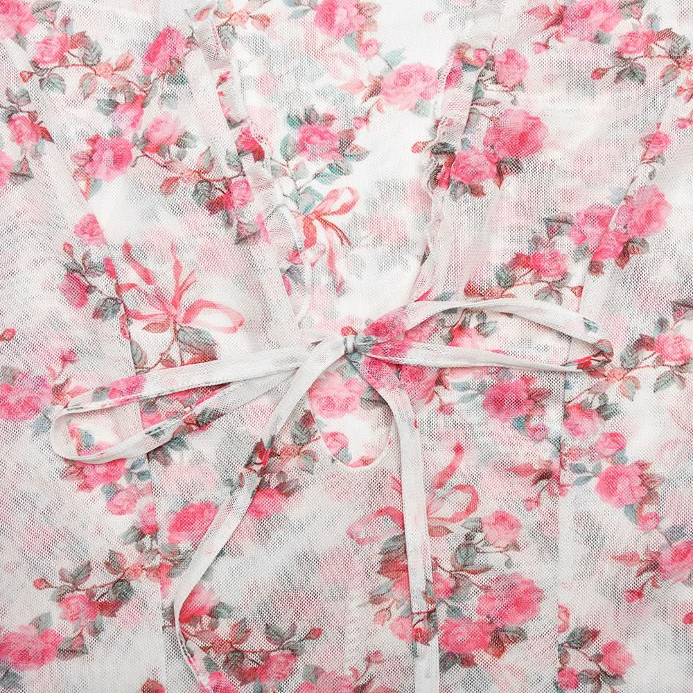 Romantic Rose Mesh Mini Dress | Sheer Long Sleeve V-Neck for Fall Date Nights & Beyond