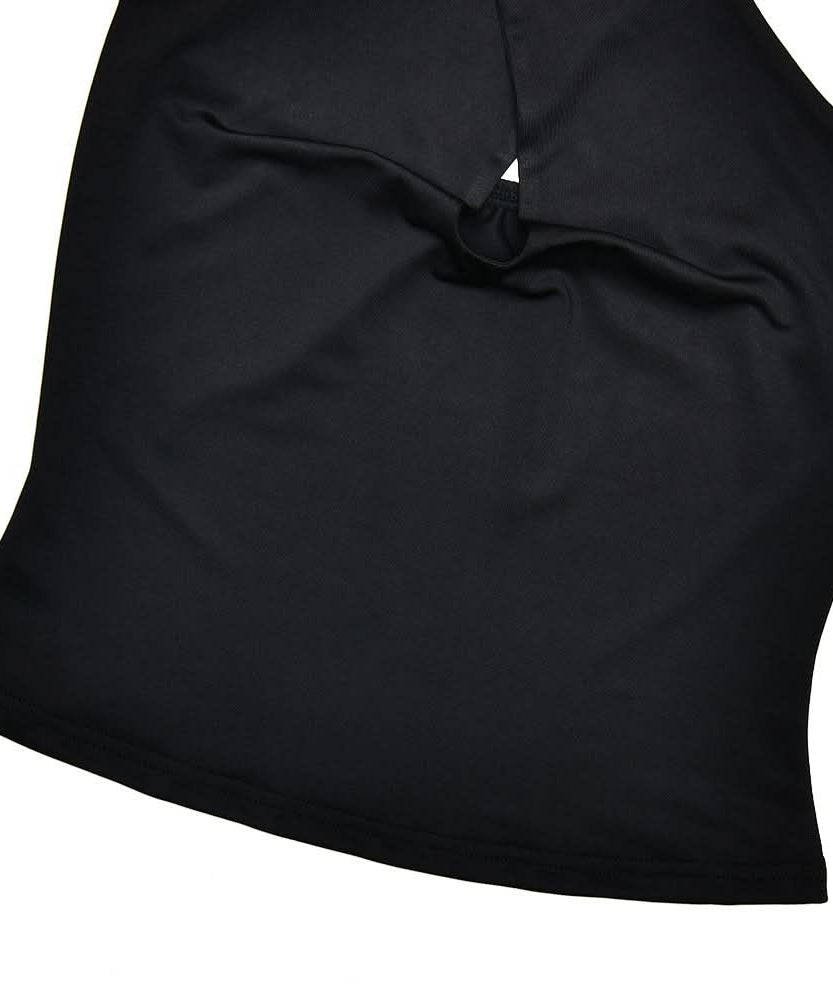 Edgy Black Halter Top with Gold Ring & Keyhole Cutout | Fall Party & Date Night Style