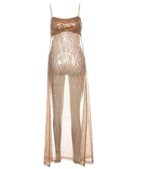 Showstopper Sequin Crop Top with Dramatic Flowy Mesh Train - Fall Party, NYE & Resort Glam