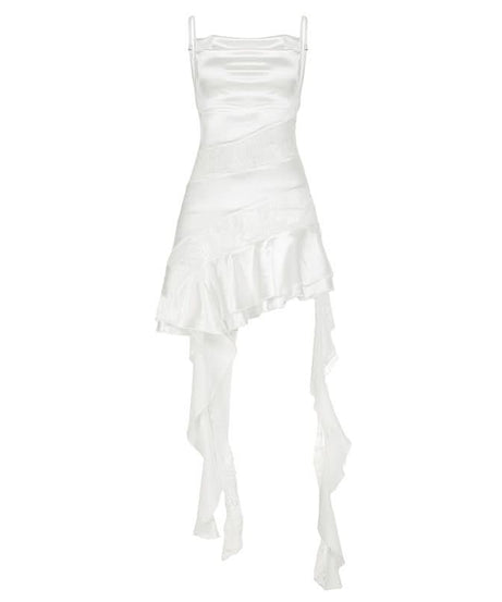 Siren Flowy Satin & Lace Mini Dress - Chic Fall Party & Holiday Glam