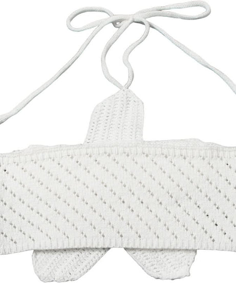 White Celestial Star Crochet Halter Crop Top | Vacation & Resort Ready Women's Style