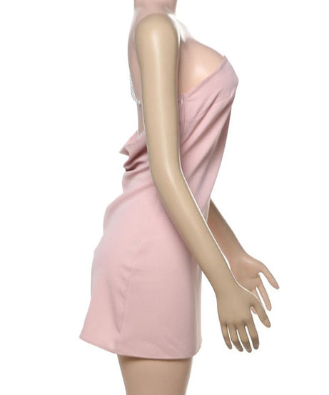 Chic Pearl Strap One-Shoulder Mini Dress - Perfect for Fall Parties & Holiday Glam