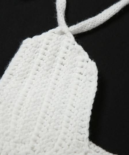 White Celestial Star Crochet Halter Crop Top | Vacation & Resort Ready Women's Style