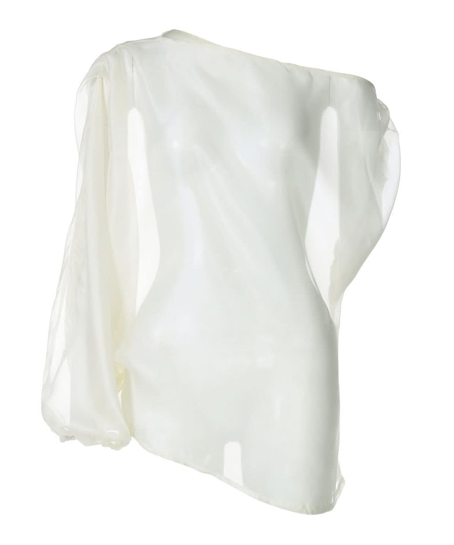 Effortless Glamour: Sheer One-Shoulder Blouse | Fall Evenings & Holiday Parties