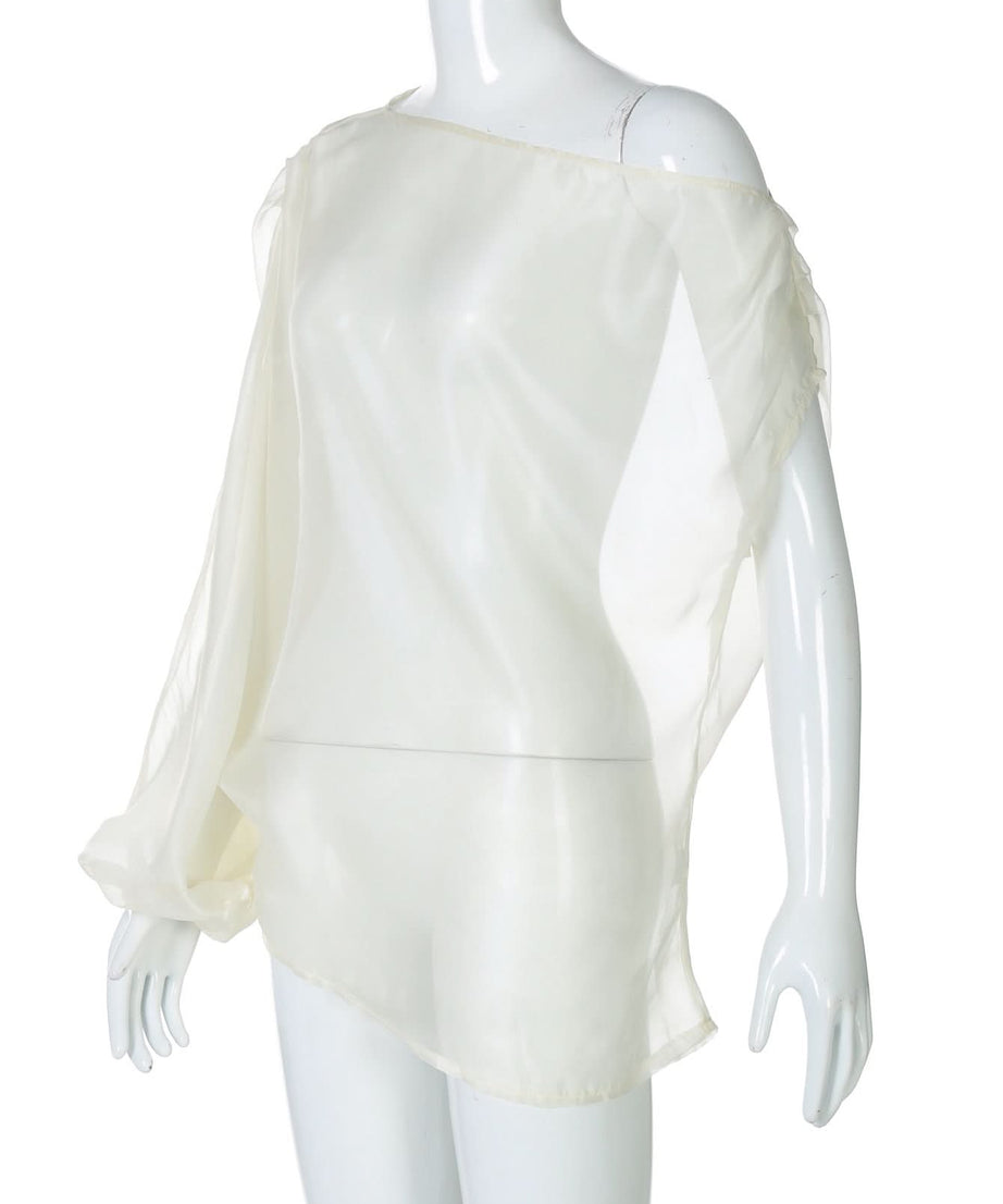 Effortless Glamour: Sheer One-Shoulder Blouse | Fall Evenings & Holiday Parties