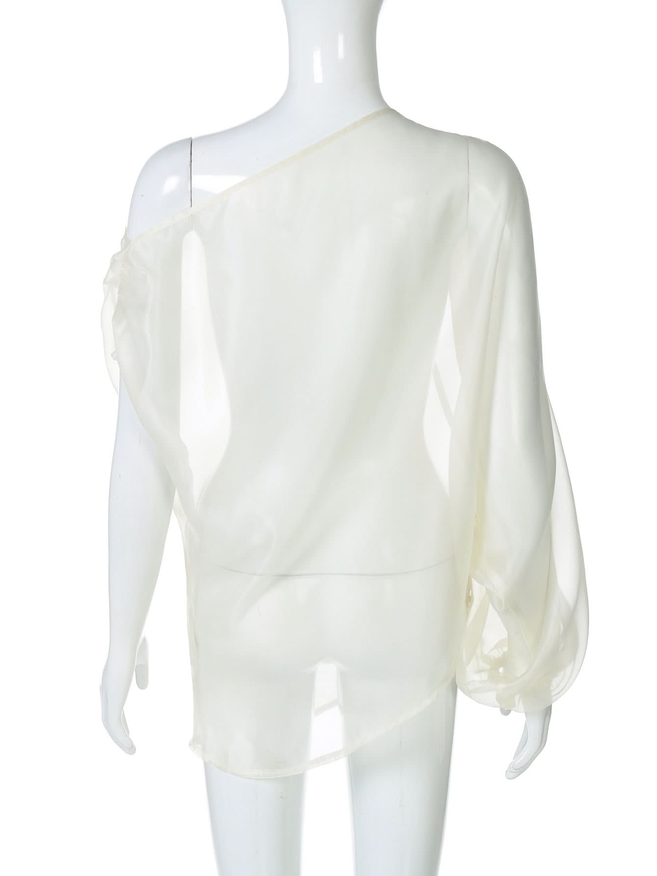 Effortless Glamour: Sheer One-Shoulder Blouse | Fall Evenings & Holiday Parties