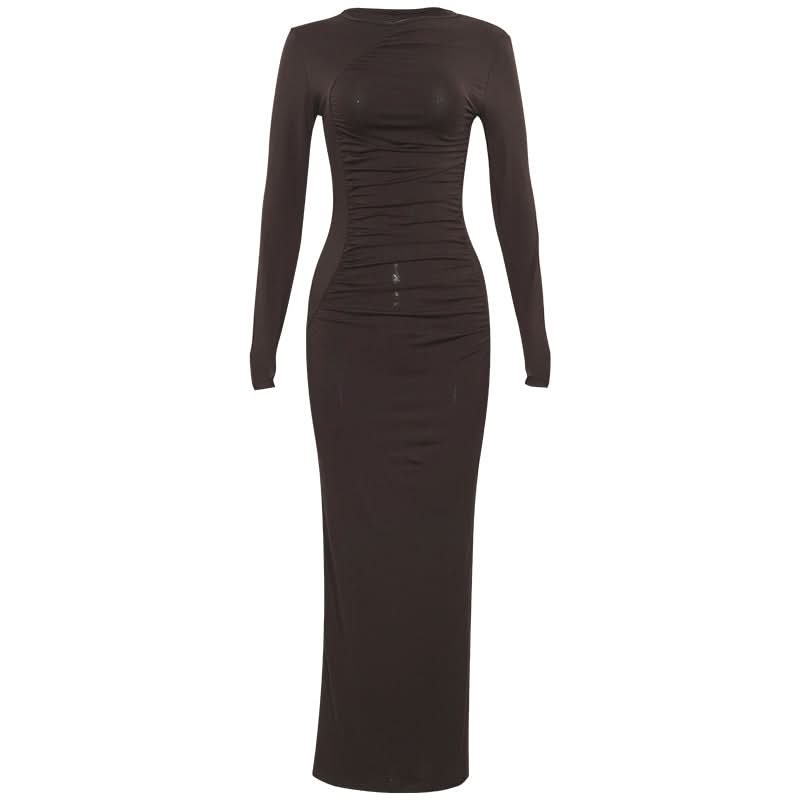 Effortless Fall Elegance: The Ruched Bodycon Maxi Dress - Perfect for Holiday Chic