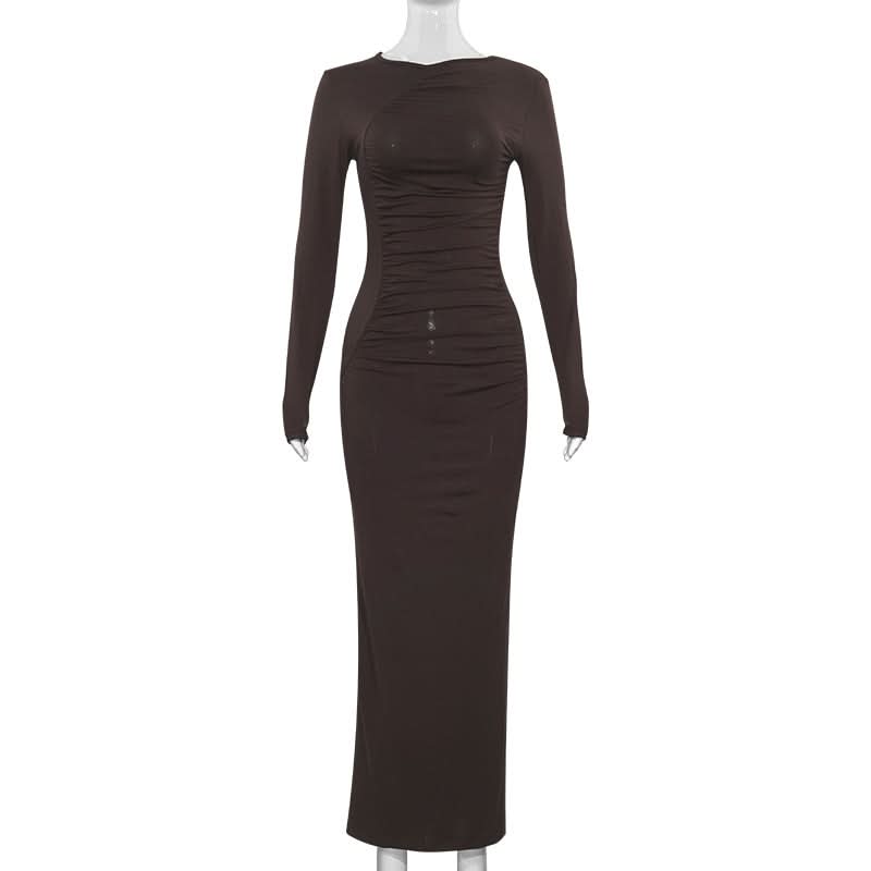 Effortless Fall Elegance: The Ruched Bodycon Maxi Dress - Perfect for Holiday Chic