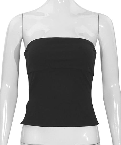 Chic Black Tube Top for Women - Versatile Fall & Holiday Layering Essential