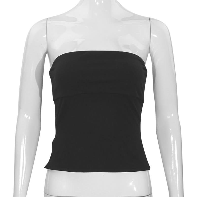 Chic Black Tube Top for Women - Versatile Fall & Holiday Layering Essential