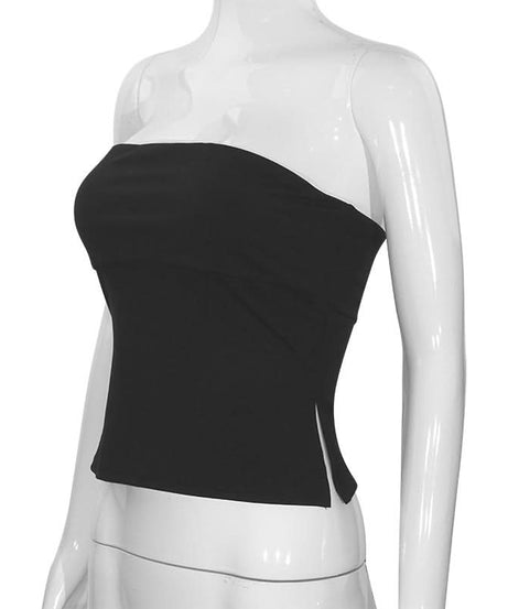 Chic Black Tube Top for Women - Versatile Fall & Holiday Layering Essential