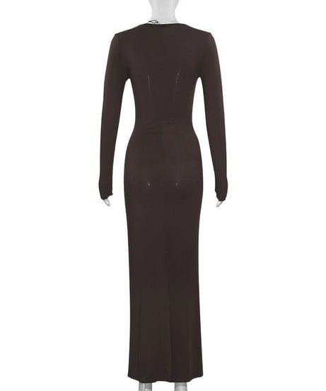 Effortless Fall Elegance: The Ruched Bodycon Maxi Dress - Perfect for Holiday Chic