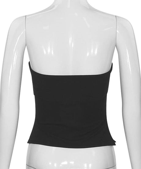 Chic Black Tube Top for Women - Versatile Fall & Holiday Layering Essential