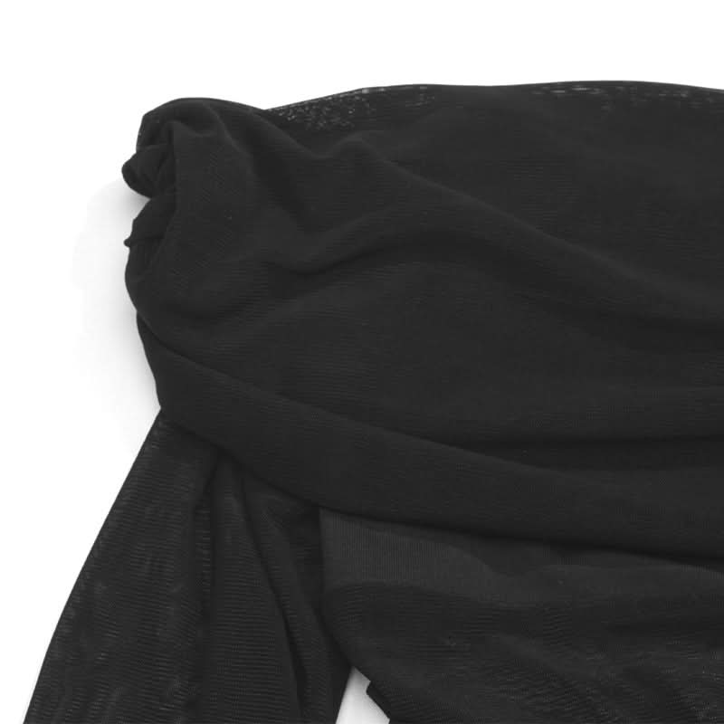 The Allure Gown: Black Off-Shoulder Mesh Maxi Dress for Fall & Holiday Evenings