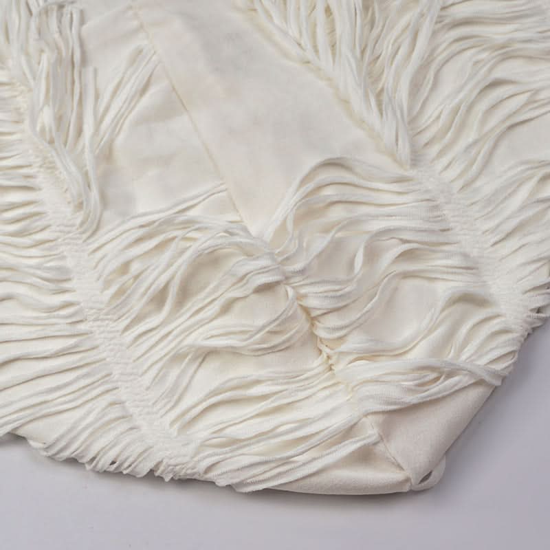 Holiday Gala White Sculptural Halter Maxi Dress - Backless & Textured