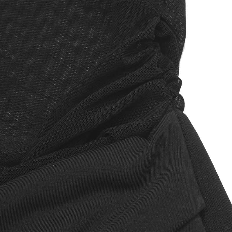 The Allure Gown: Black Off-Shoulder Mesh Maxi Dress for Fall & Holiday Evenings