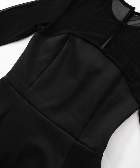 Chic Black Mesh Long Sleeve Mini Dress - Fall Nights & Party Perfect