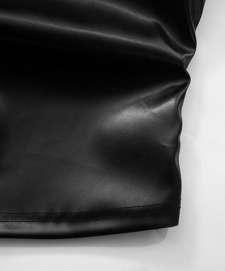 Chic Chocolate Faux Leather Ruched Tube Top - Fall Nights & Holiday Party Ready