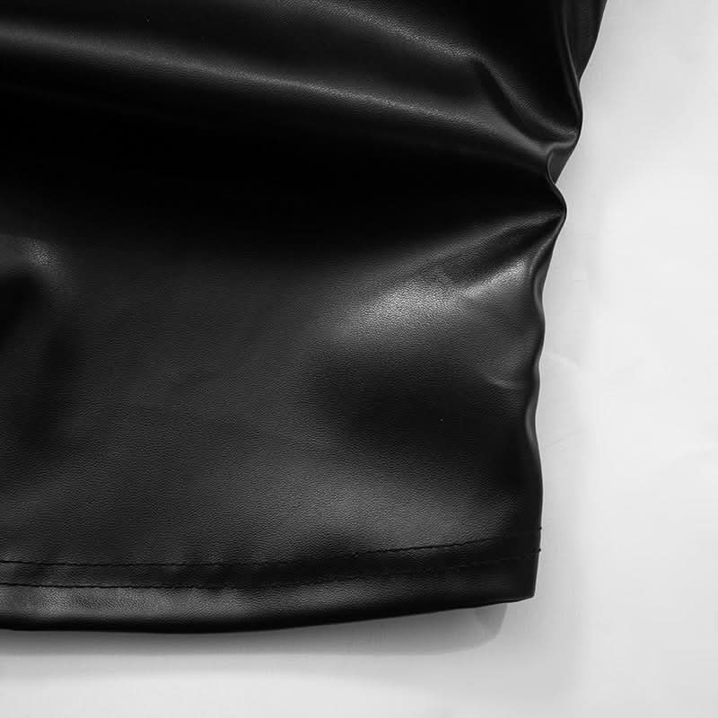 Chic Chocolate Faux Leather Ruched Tube Top - Fall Nights & Holiday Party Ready