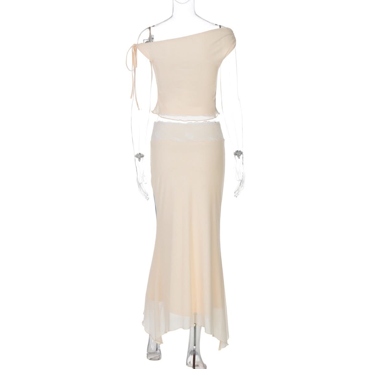 Effortless Elegance: Blue Floral One-Shoulder Crop Top & Flowy Maxi Skirt Set | Your Chic Vacation Essential