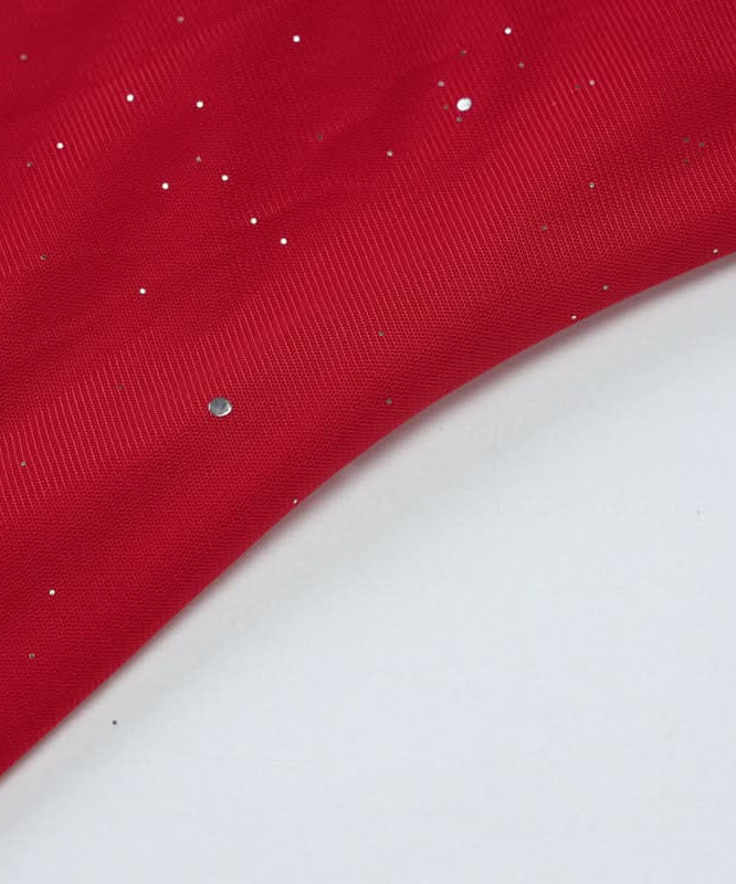 Dazzling Red Glitter Asymmetrical Ruffle Mini Dress - Holiday & NYE Party Ready