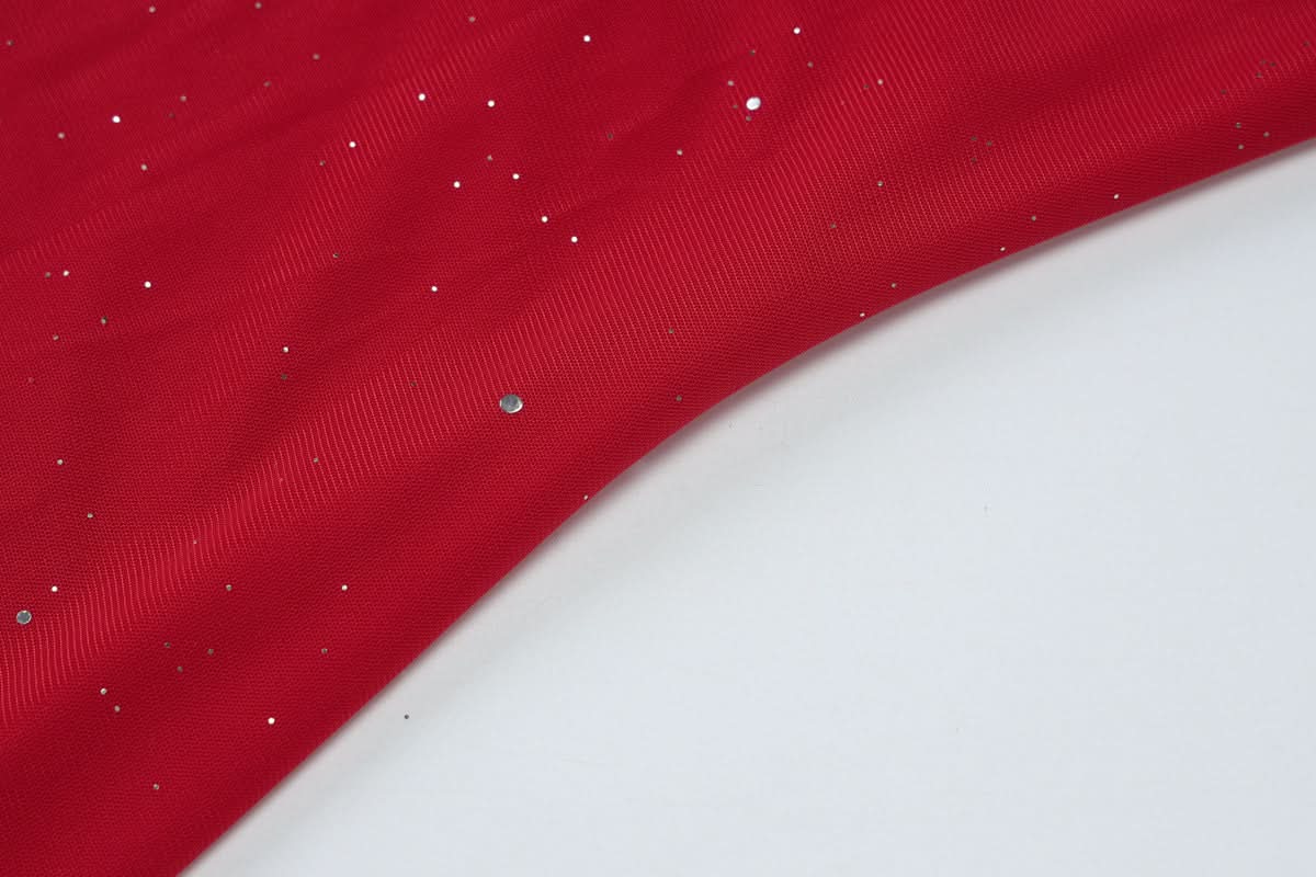 Dazzling Red Glitter Asymmetrical Ruffle Mini Dress - Holiday & NYE Party Ready