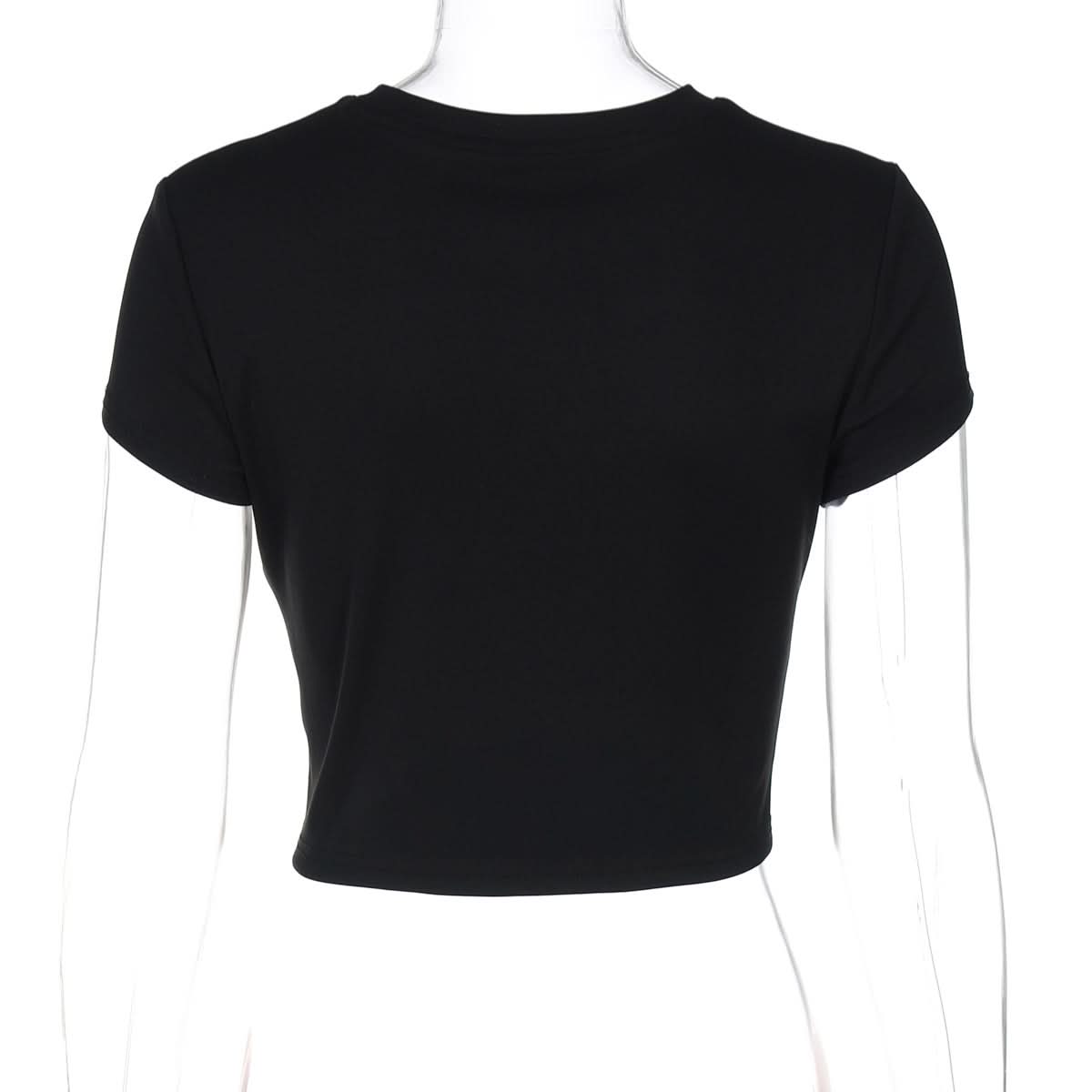 Chic Black & Blush Floral Crop Top - Your Effortless Fall Statement Tee