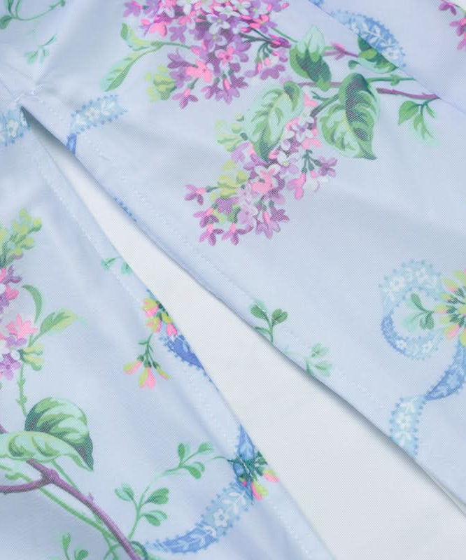 Periwinkle Floral Cowl Neck Maxi Dress with High Slit – Your Chic Fall Getaway Essential