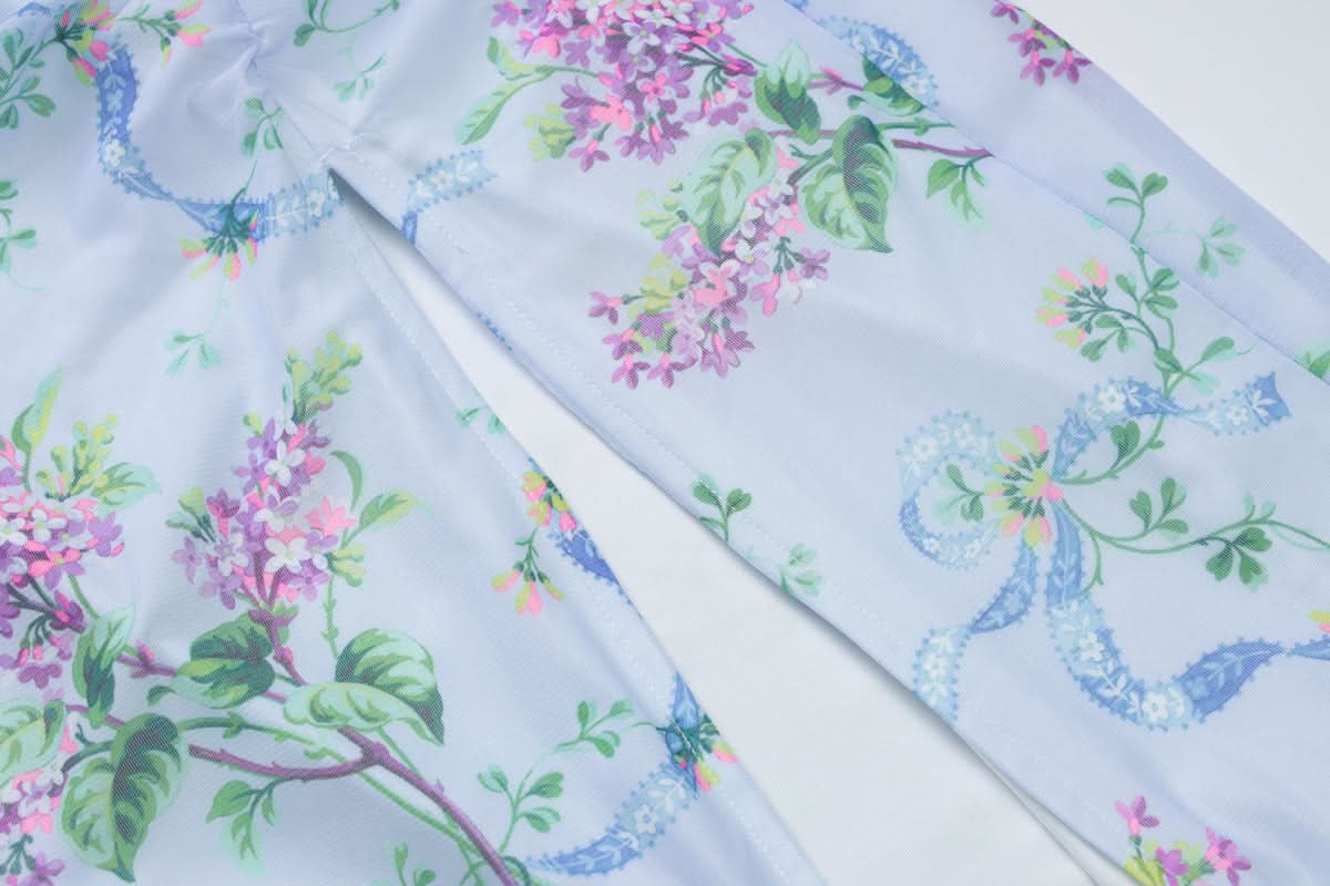 Periwinkle Floral Cowl Neck Maxi Dress with High Slit – Your Chic Fall Getaway Essential