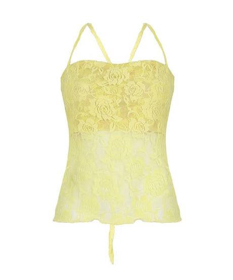 Romantic Pink Floral Lace Cami Top - Chic Cross Back & Coquette Style for Fall Layering